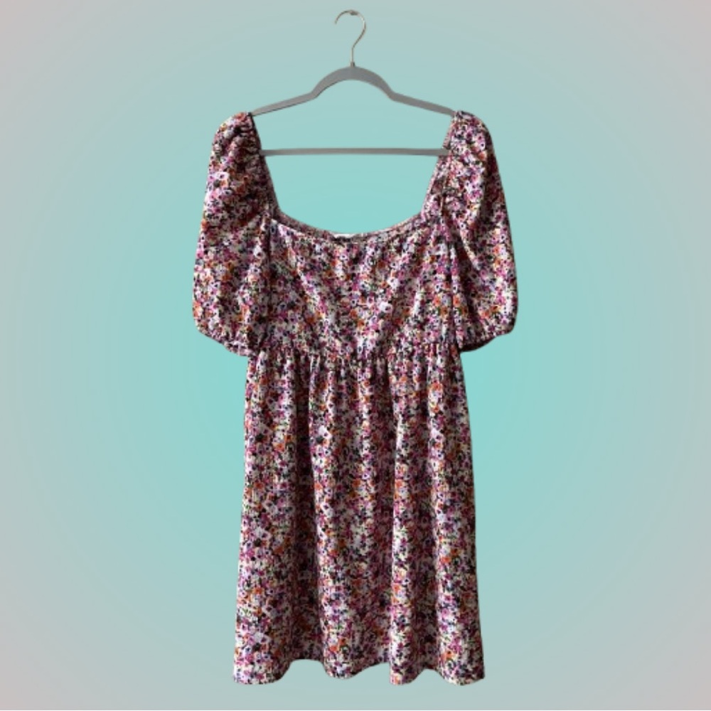 Adorable ditsy floral Primark puff sleeve babydoll dress sz 10/12 US
